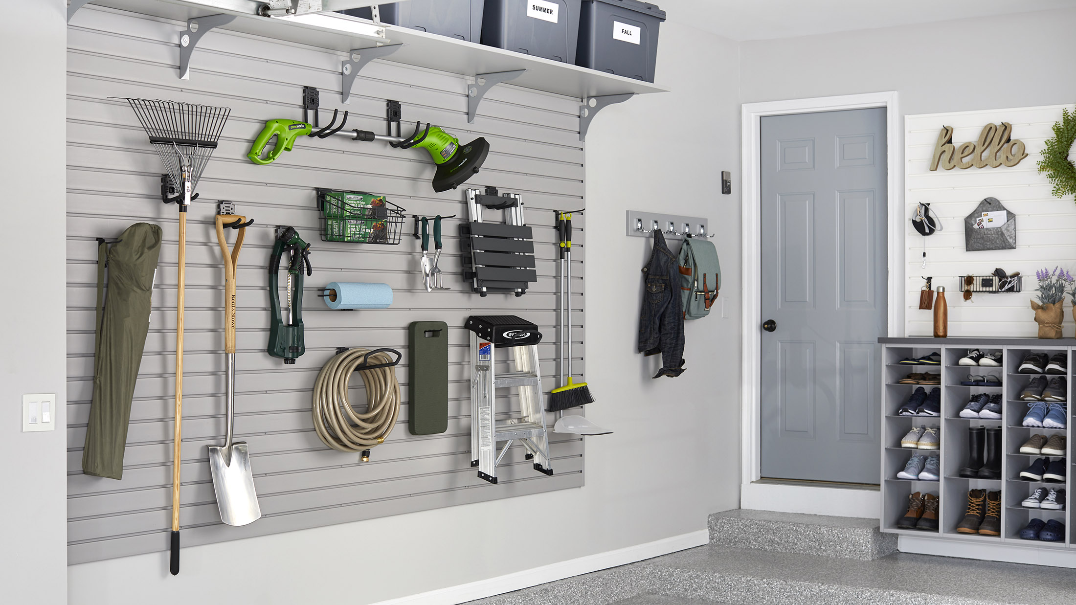 Two Car Rake Storage Premium Custom Garage Cabinets, Storage Systems, & Organization ...